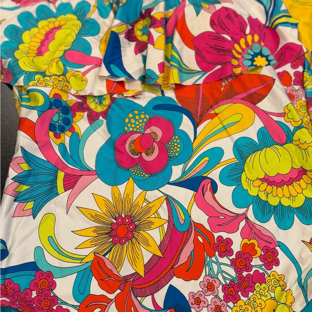 Gorgeous Colorful Trina Turk Fontaine Bandeau Ruffle One-Piece Size 14 NWT - Picture 7 of 16